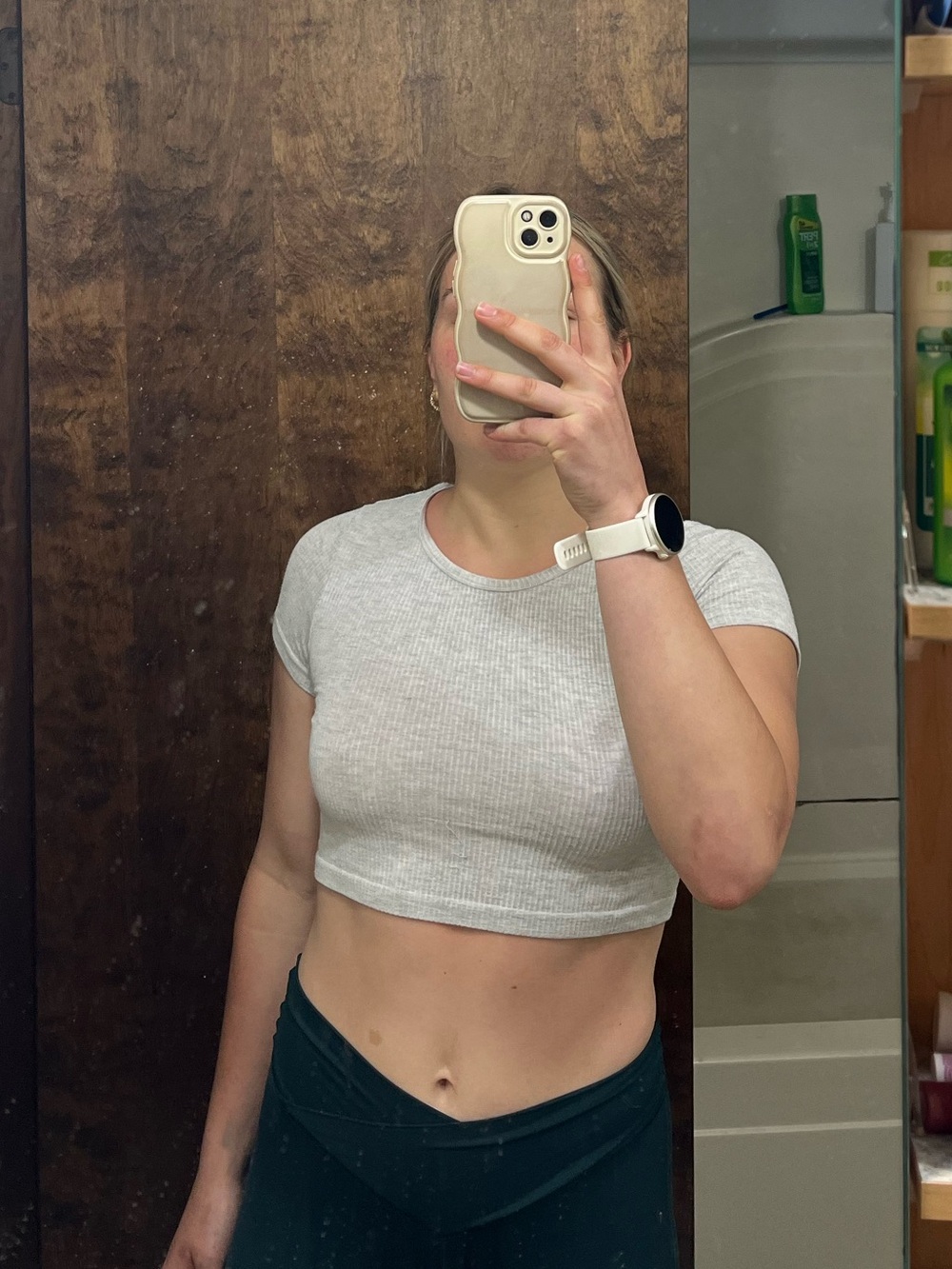 Women's Grey Ribbed Crop Top